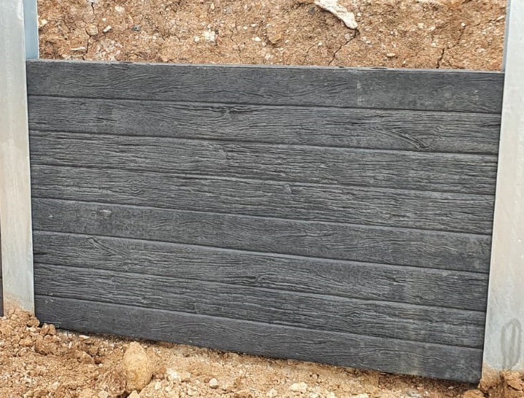 Woodgrain · Charcoal precast concrete panel finish