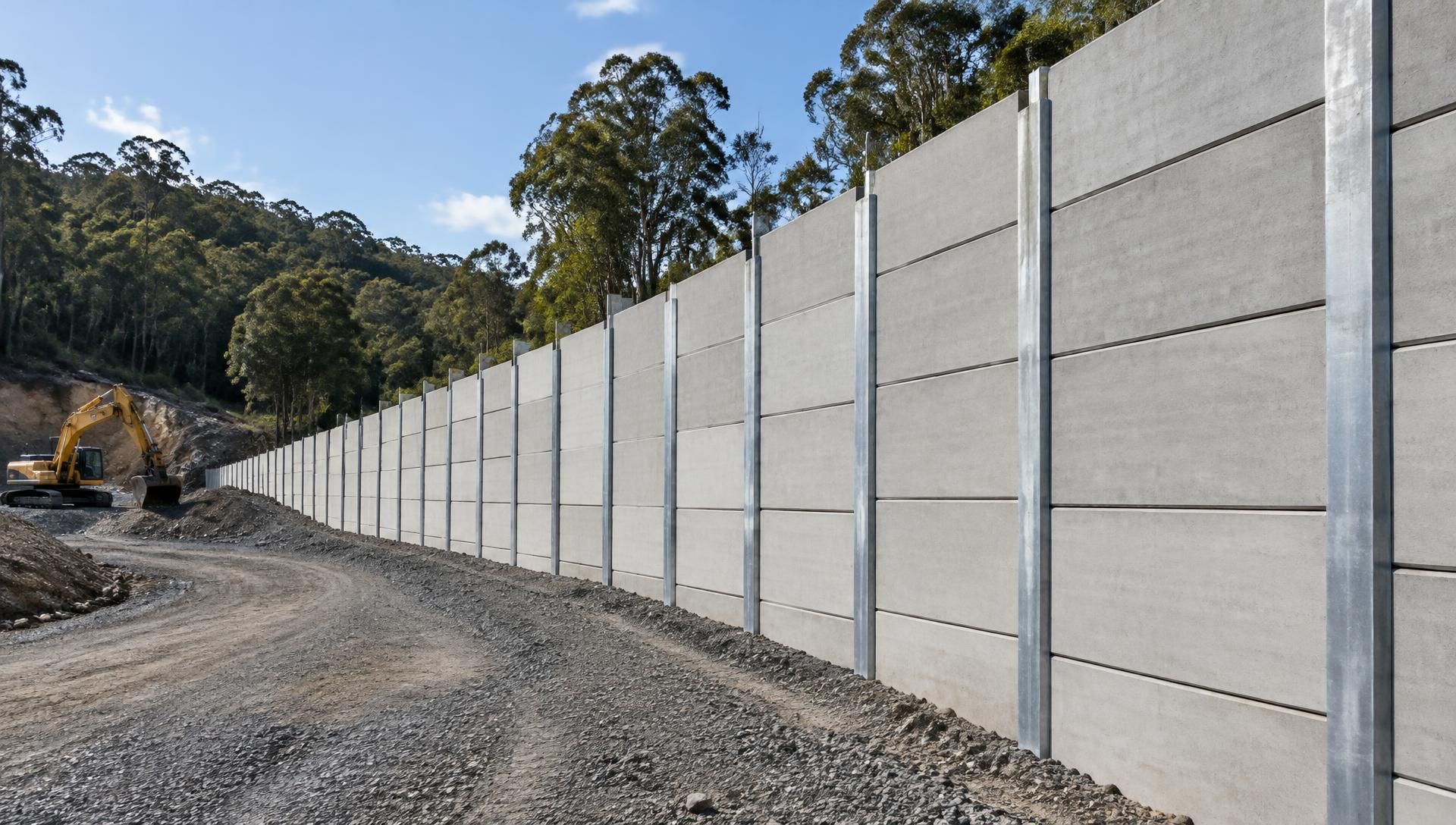 Illustrative retaining wall construction and manufacturing photography